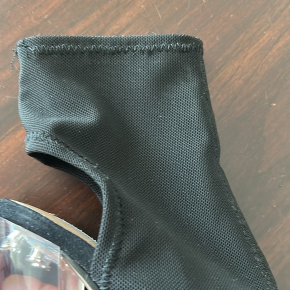 Steve Madden Viola Black Mesh Peep Toe Sock Booties Clear Block Heels Size 5.5 - Picture 11 of 14